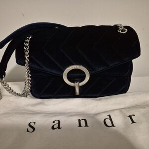 Sandra Midnight Blue Velvet Crossbody Bag